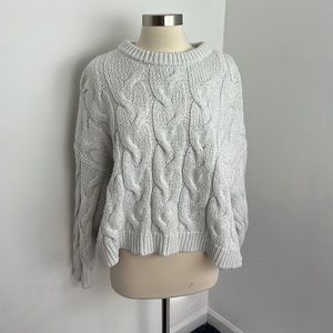 Aerie white cotton knit sweater